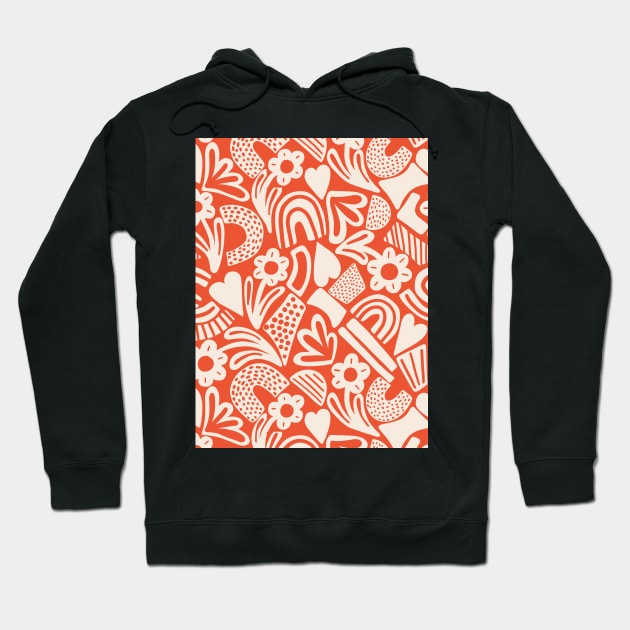 Tween spirit abstract flowers and rainbows in coral Hoodie by Natalisa